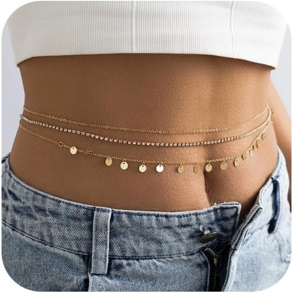 Women E2 Waist Chain Rhinestone Silver Bra Lingerie Bikini Top Lingerie Chain